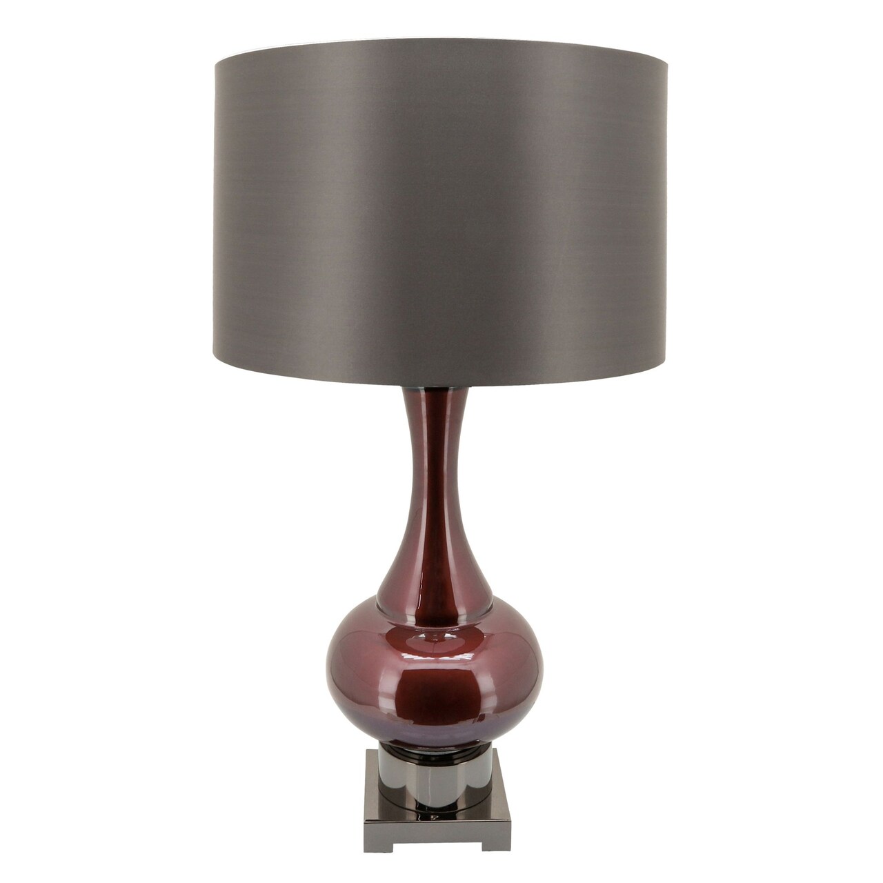 Kingston Living Glass Genie Bottle Table Lamp with Drum Shade - 31" - Red and Gray